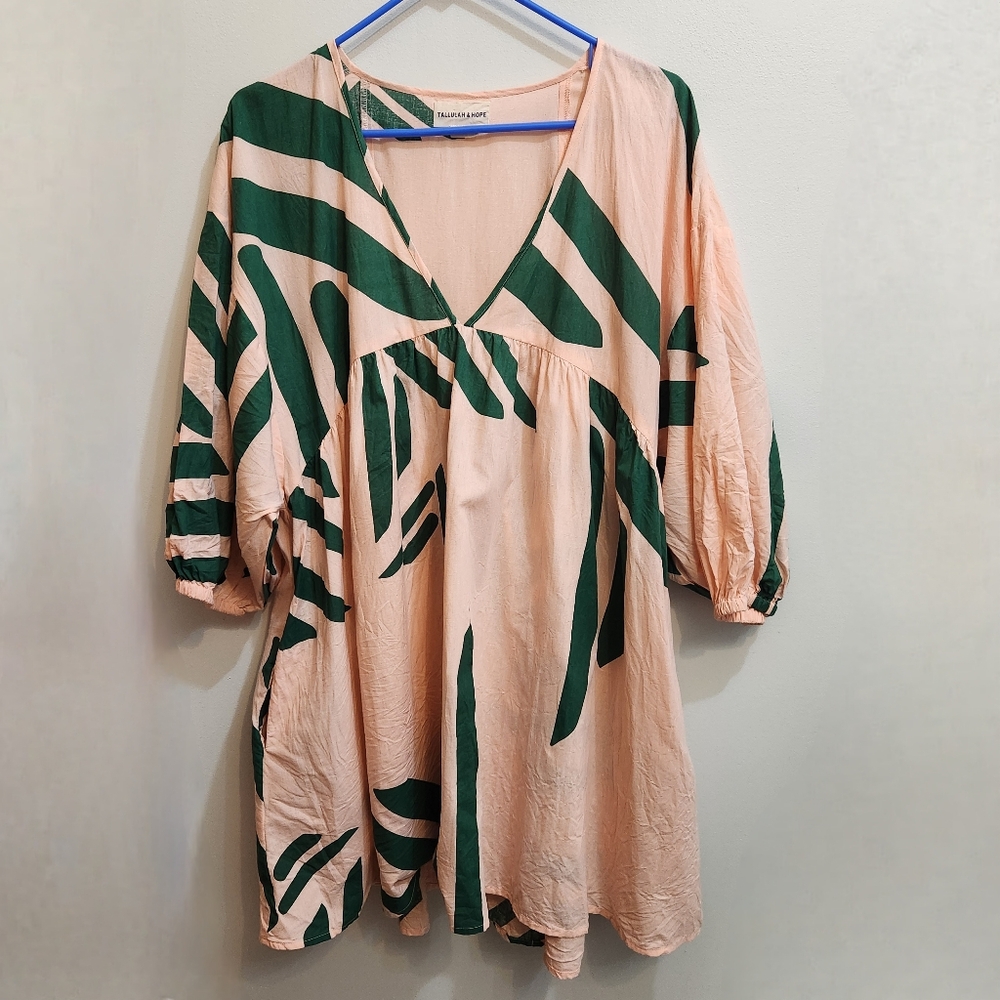 Tallulah & Hope Puff Sleeve Oversized Lagenlook Dress Size 4, Fit S/M